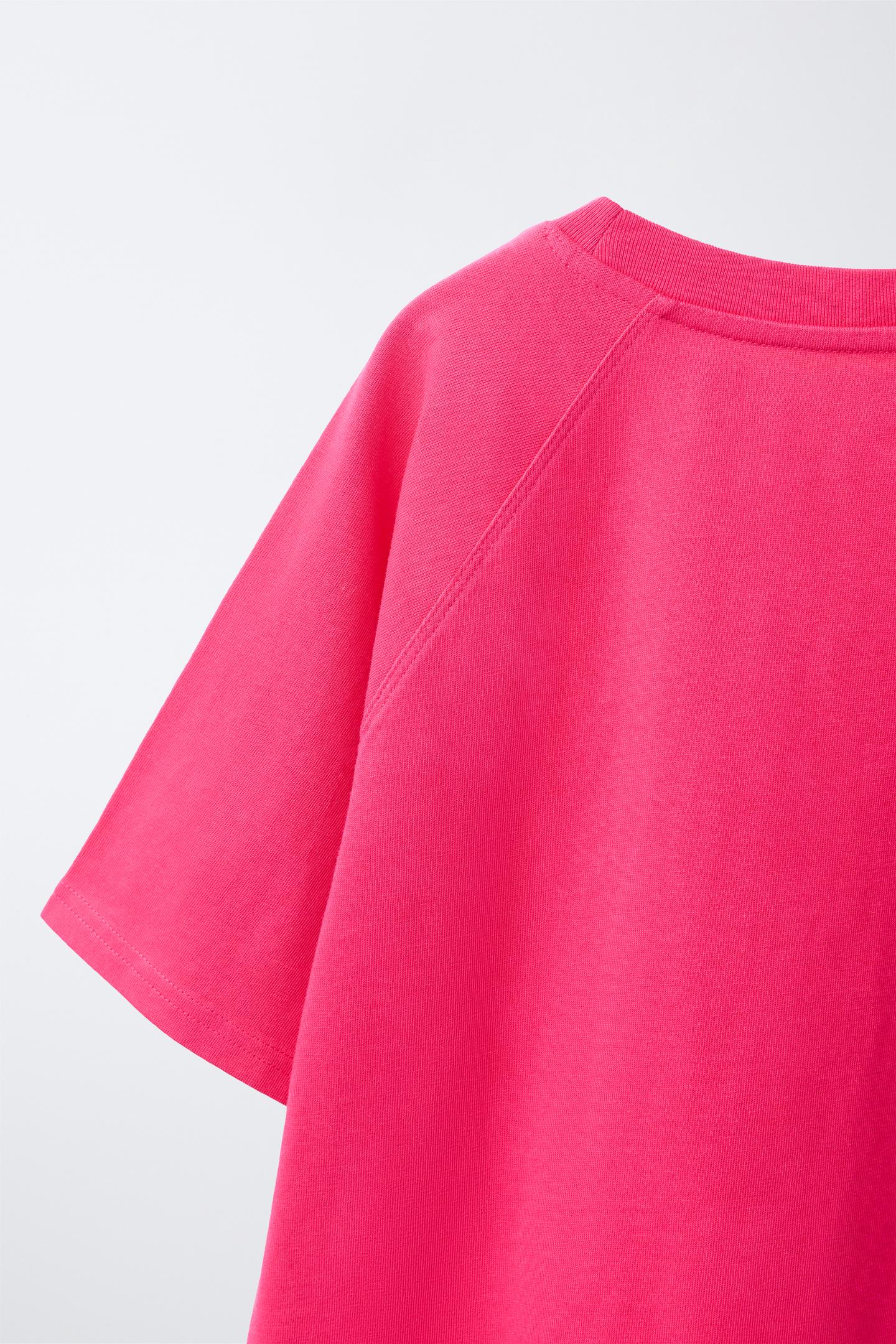 Детская футболка Zara Text Print, цвет: Фуксия — фото 4