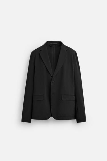 Zara 休閒版泡泡紗西裝外套 - 黑色