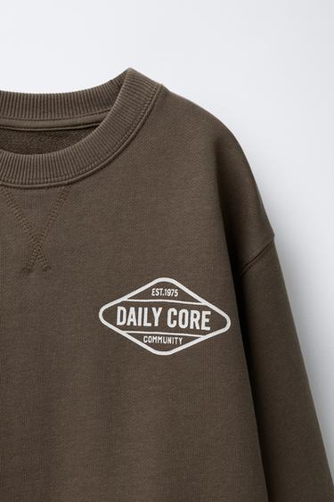 LOGO PRINT SWEATSHIRT - Brown by Zara - Image 2