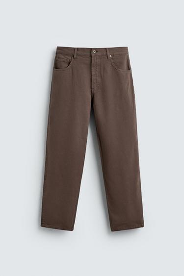 Zara WASHED STRAIGHT FIT JEANS - Brown / Taupe