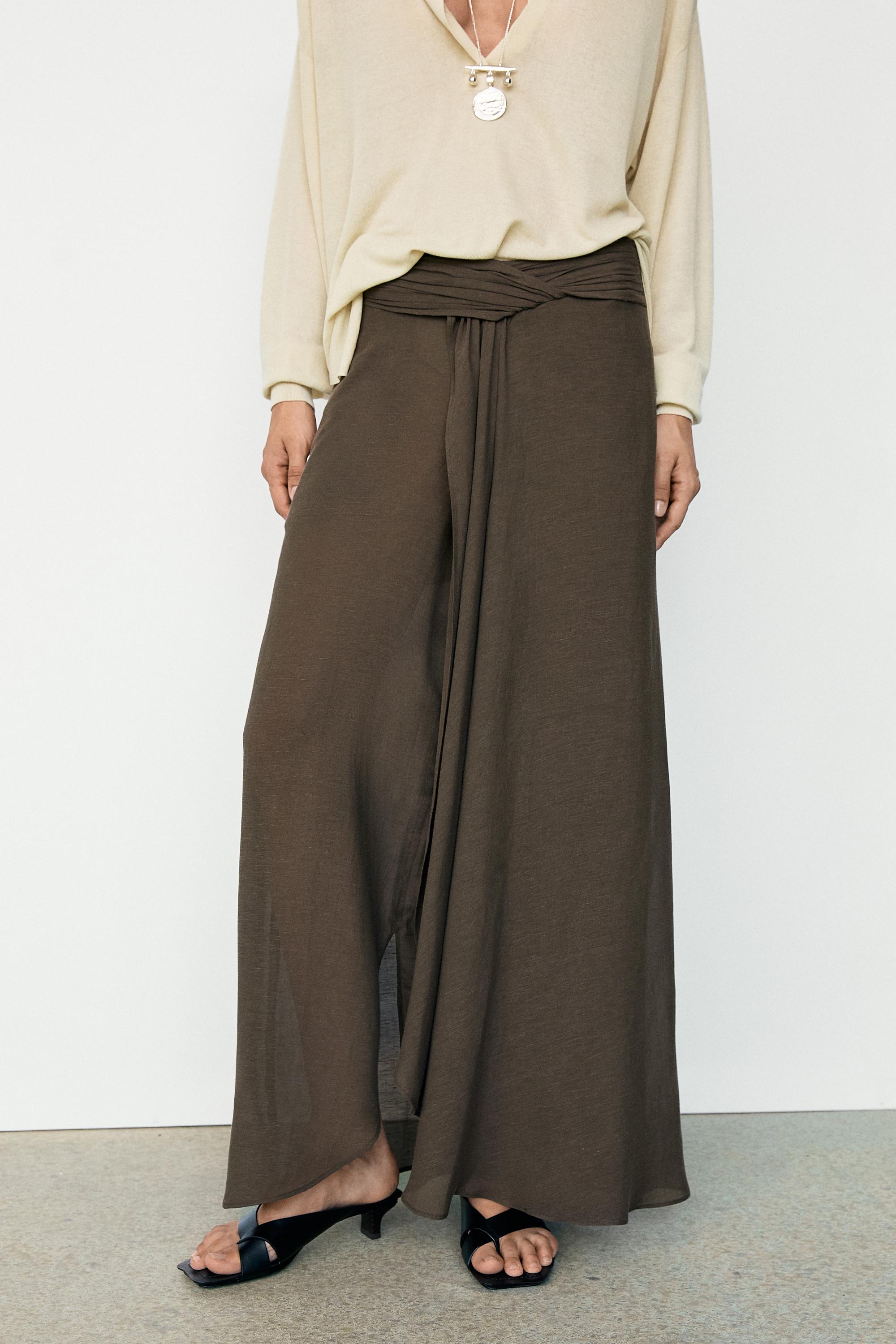 Semi-sheer linen blend skort — 763