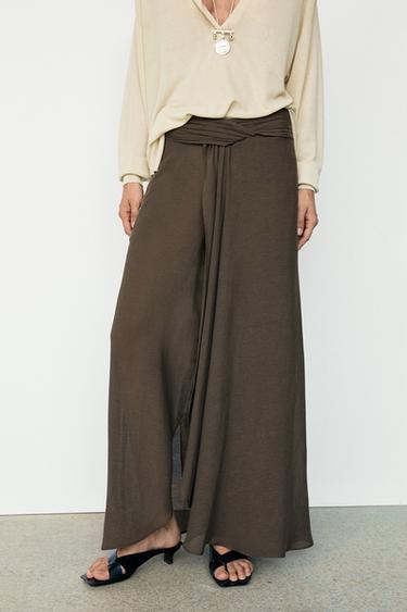 Semi-sheer linen blend skort — 763 2