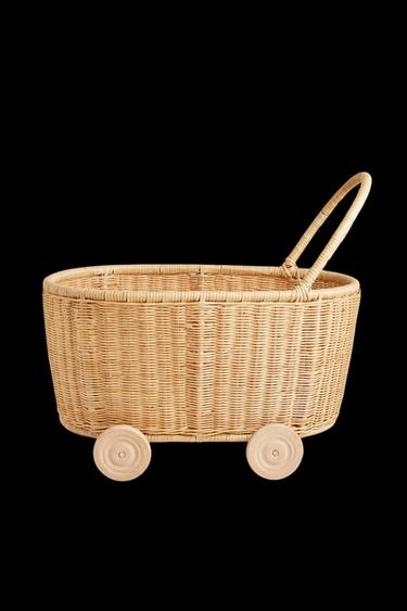 Zara CHILDREN'S RATTAN CART WITH WHEELS - Light beige - Image 0