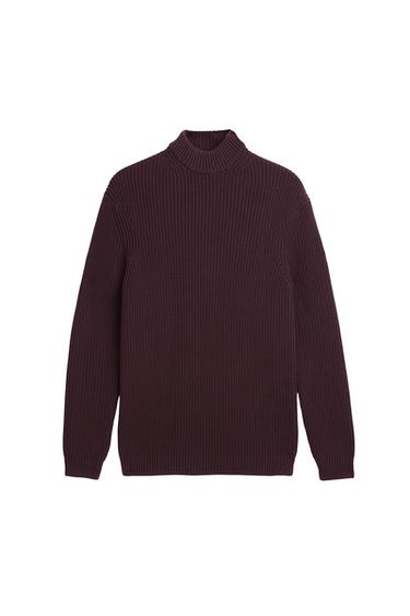 TEXTURED HIGH-NECK SWEATER