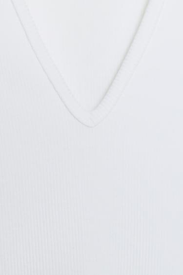 TOP CÔTELÉ MANCHES LONGUES - Blanc de Zara - Image 6