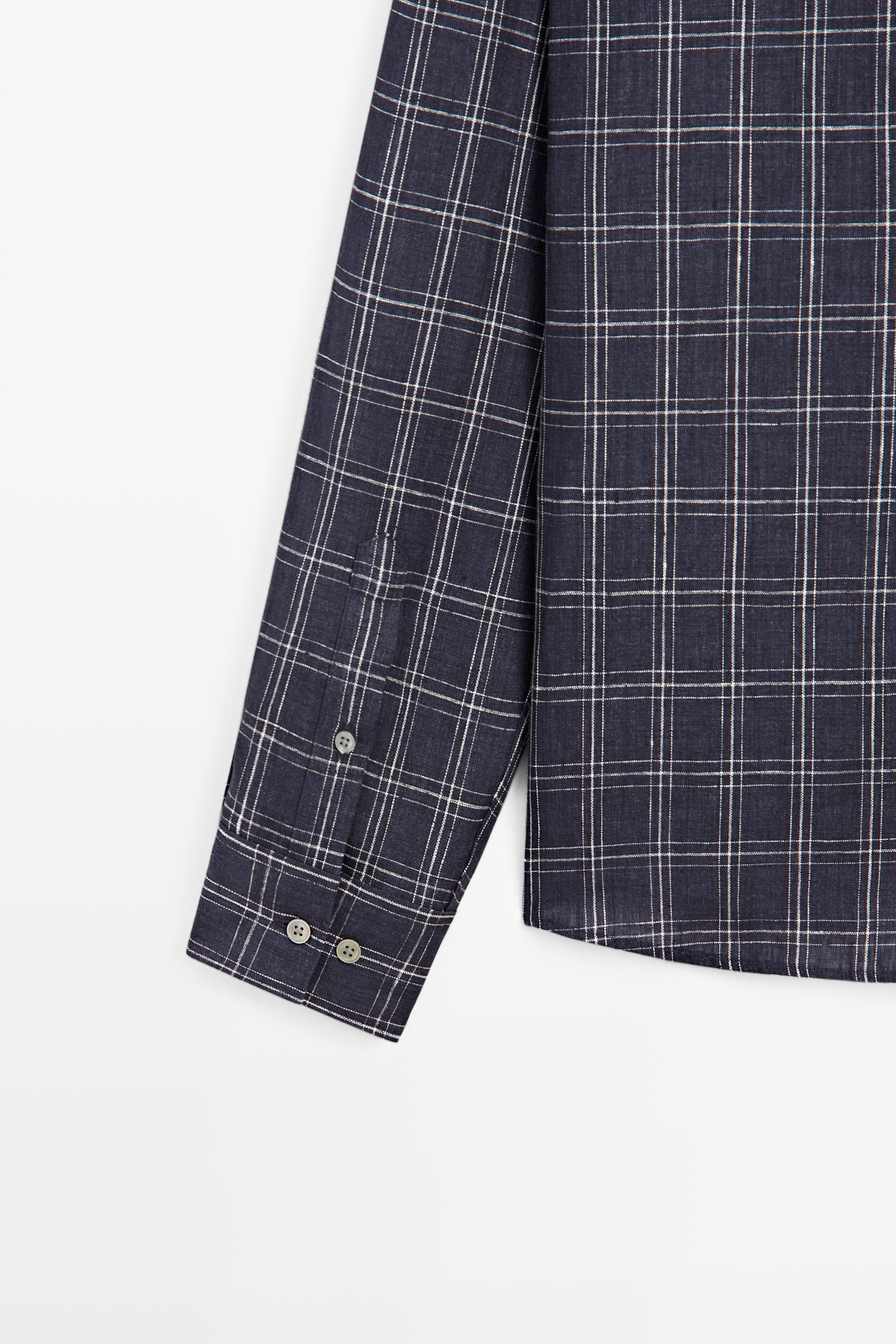 100% linen relaxed fit check shirt