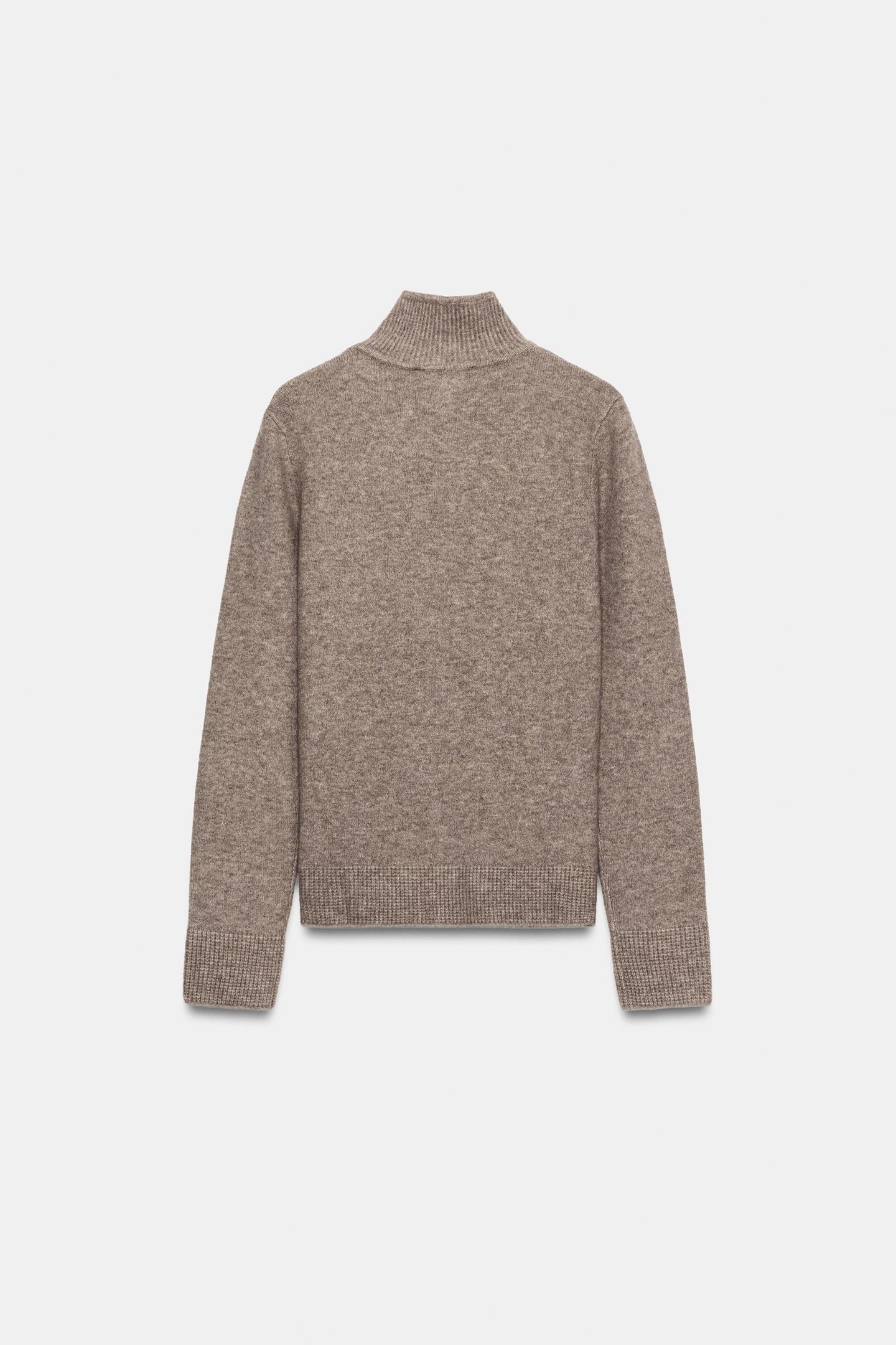 Женский свитер Zara Button Knit High-Neck, цвет: Серо-коричневый коричневый — фото 7