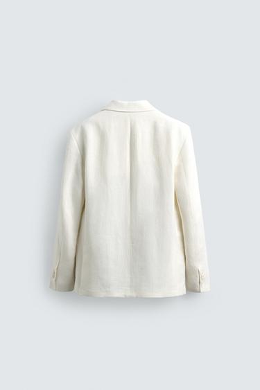 100% LINEN RELAXED FIT SUIT BLAZER - White by Zara - Image 6
