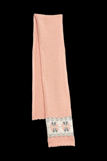 LIMITED EDITION WOOL BLEND GREEK KEY KNIT SCARF - Pink by Zara