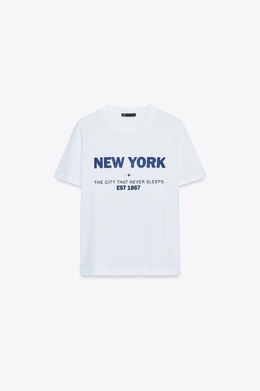 Zara TEXT T-SHIRT - White