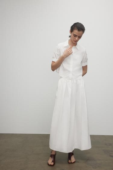 ZW COLLECTION MIDI SKIRT - White by Zara
