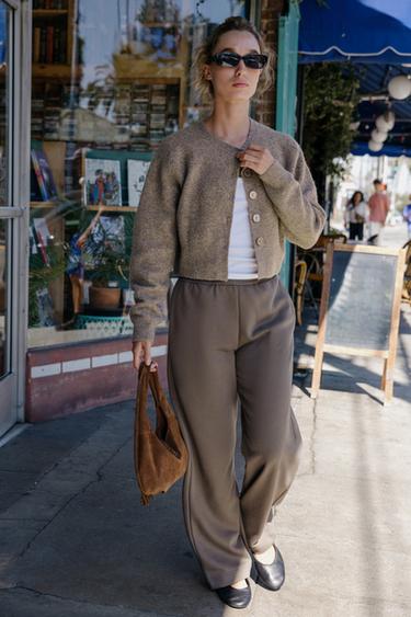BUTTON CARDIGAN - Metal brown by Zara