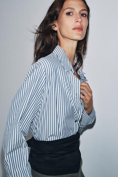 ZW COLLECTION STRIPED FLOWING SHIRT - Blue/White by Zara - Image 3