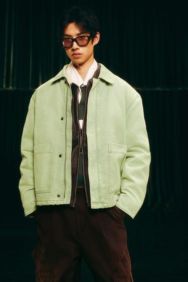 RELAXED FIT WASHED JACKET - Light green by Zara
