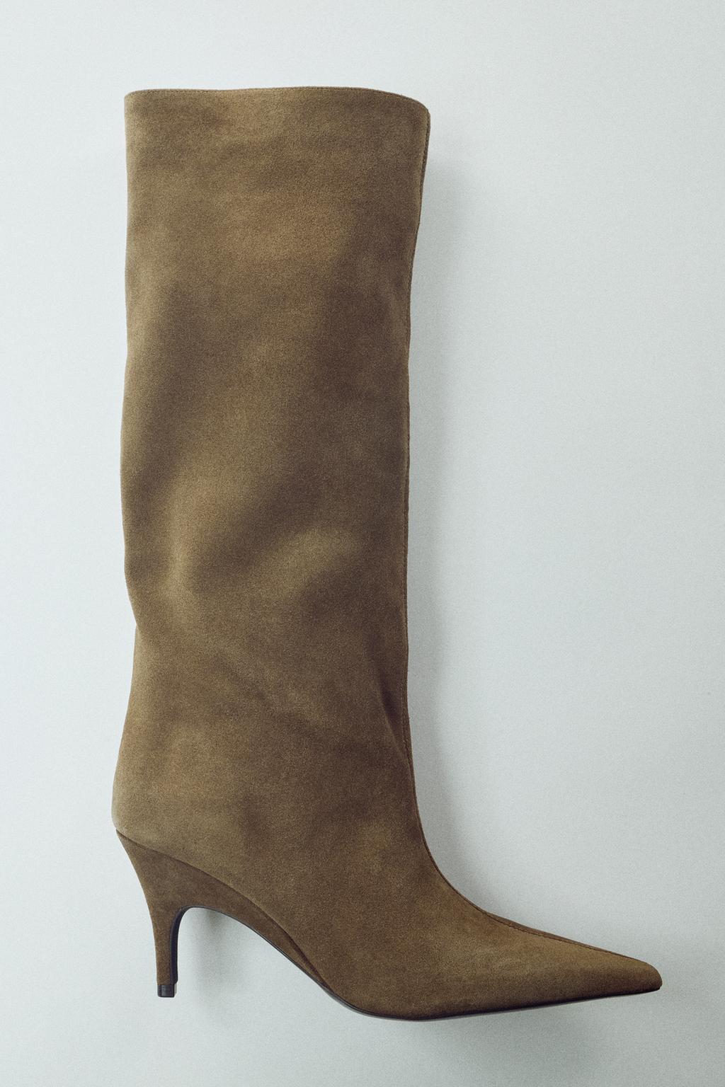 SPLIT SUEDE HEELED BOOTS