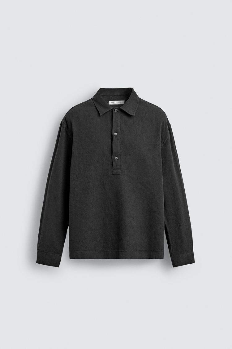 ZARA COTTON/LINEN POLO SHIRT