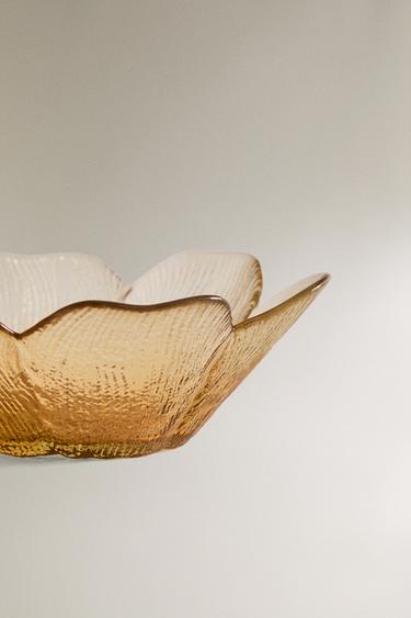 BOL VERRE RECYCLABLE RELIEF FLEUR - Jaune de Zara - Image 3