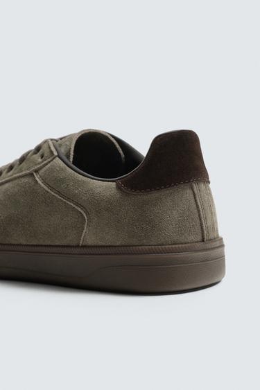 Zara LEATHER SNEAKERS - Gray