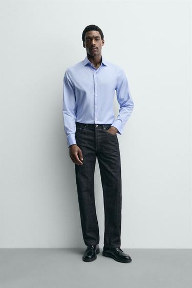 Zara TEXTURED FRENCH CUFF SHIRT - Sky blue - Image 0