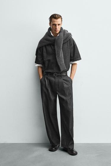LIGHTWEIGHT PLEATED JEANS - Black by Zara - Image 0