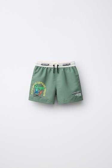 6-14 YEARS/ MINECRAFT © MOJANG AB. ™ SWIM SHORTS - Green by Zara