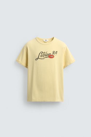 Zara WASHED LEBLON T-SHIRT - Butter