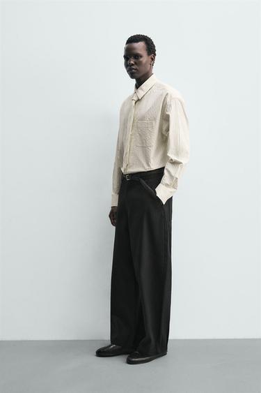 CHEMISE À RAYURES AVEC CRAVATE BIMATIÈRE - Écru de Zara - Image 3