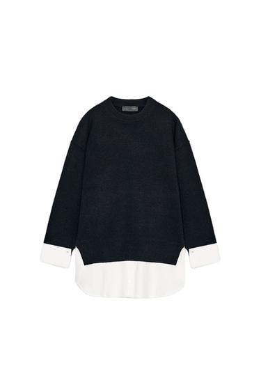 JUMPER WITH CONTRAST POPLIN