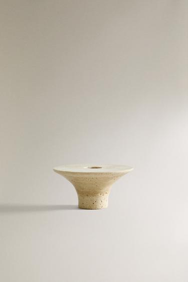 ROUND MARBLE TEALIGHT HOLDER - Beige by Zara