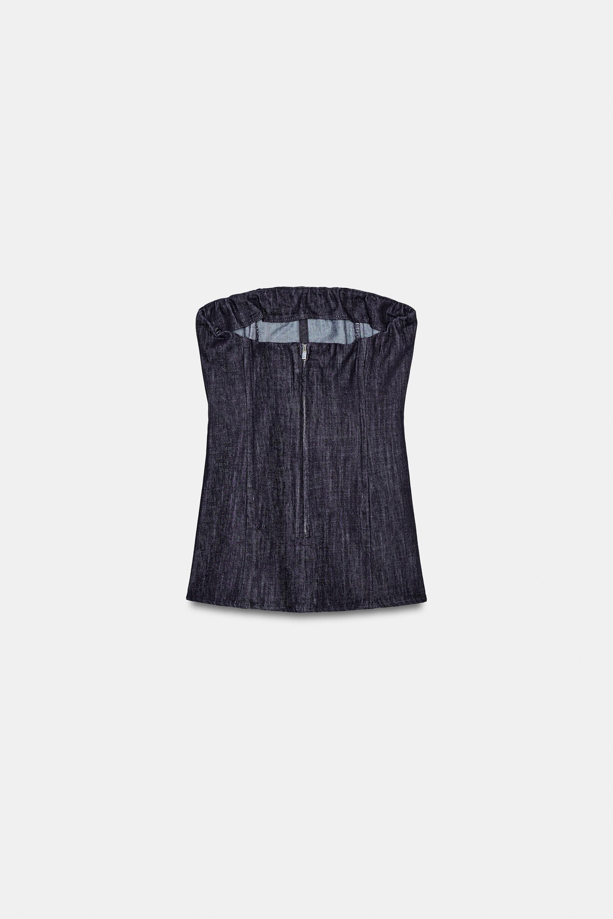 FAUX DENIM BUSTIER TOP - Dark indigo | ZARA United States