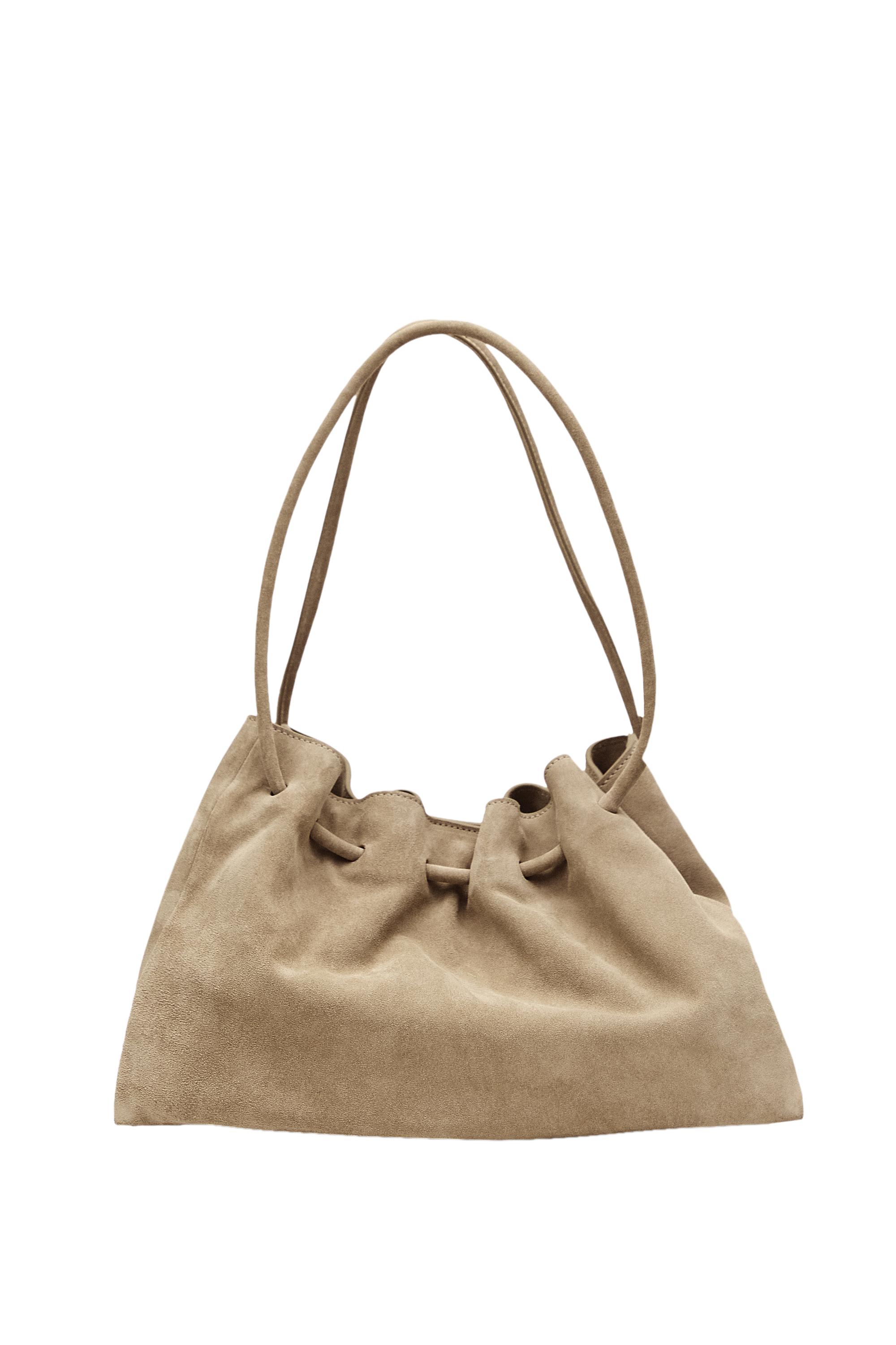 Ruched split suede leather bag — 299
