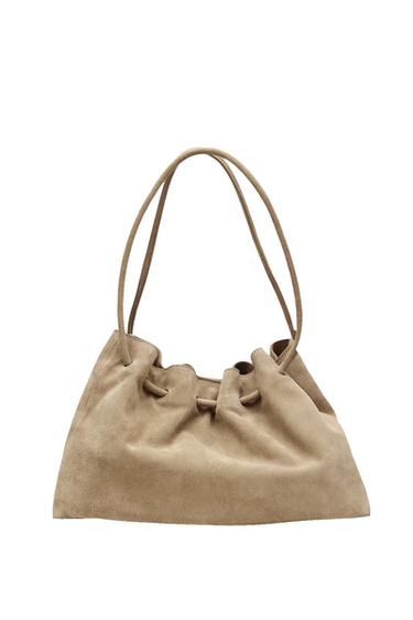 Zara Ruched split suede leather bag - 299