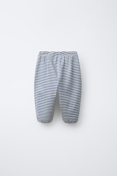 STRIPED JOGGERS - Ecru / Blue by Zara - Image 1