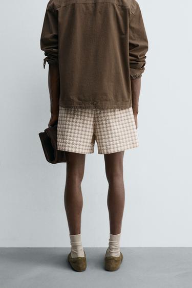 TEXTURED CHECK BERMUDA SHORTS - Beige by Zara - Image 2