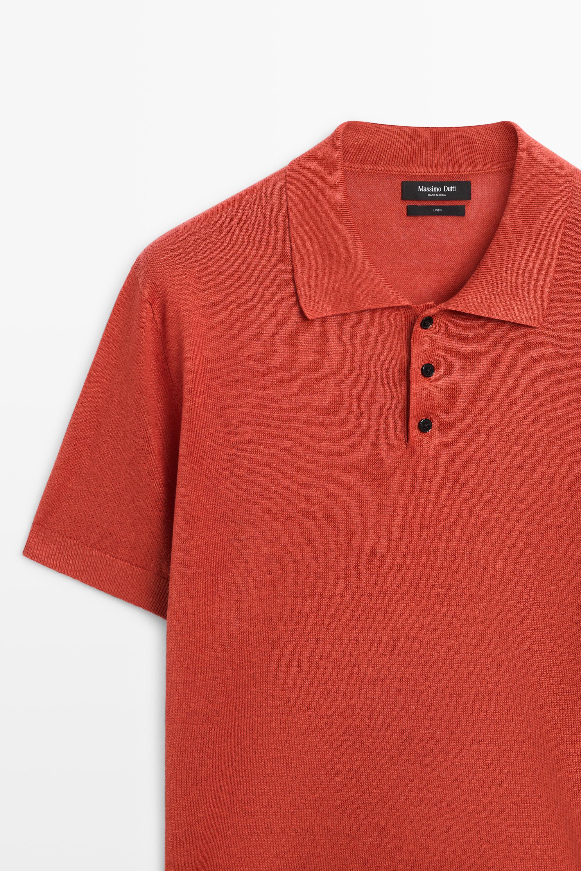 100% linen knit polo shirt