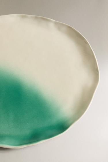 OMBRÉ STONEWARE DINNER PLATE X COLLAGERIE - Green / Ecru by Zara - Image 2