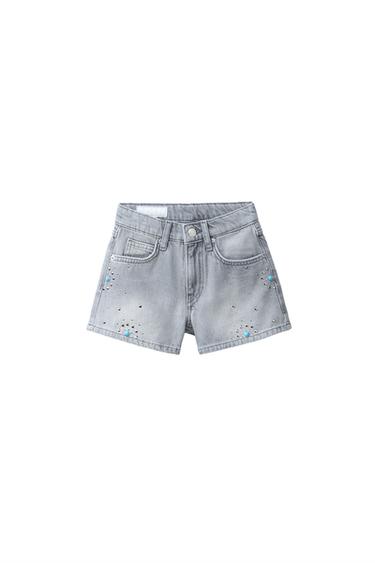 STUDDED BERMUDA SHORTS - Grey by Zara