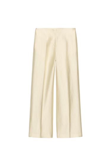 PANTALÓN RECTO SATINADO - Crudo de Zara