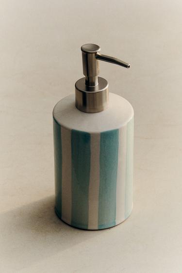 STRIPED CERAMIC SOAP DISPENSER - Blue/White by Zara - Image 4