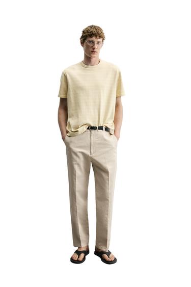 CAMISETA RAYAS LAVADO - Amarillo claro de Zara