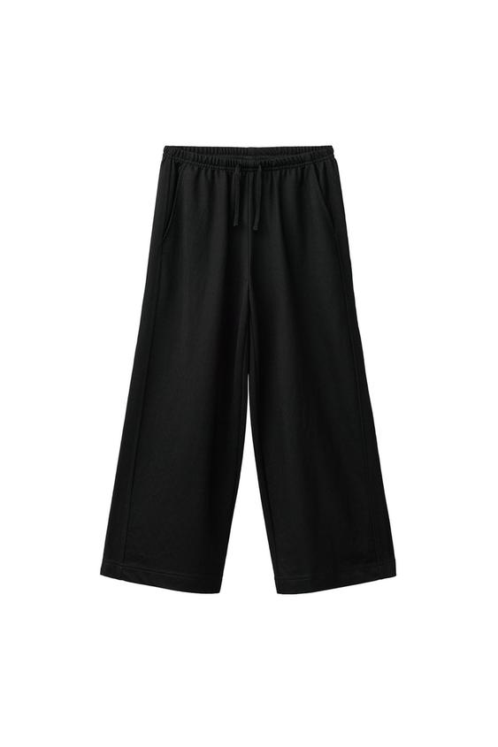 Zara WIDE LEG PAJAMA PANTS - Black - Image 0