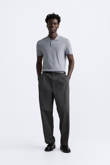 POLO EN MAILLE MÉLANGE VISCOSE - Bleu / Acier de Zara - Image 0