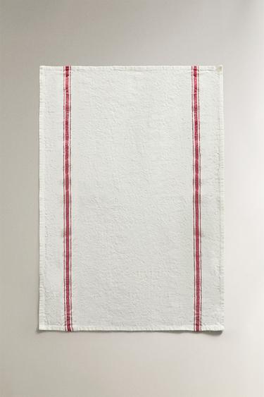 TORCHON LIN RAYURES - Rouge de Zara - Image 1