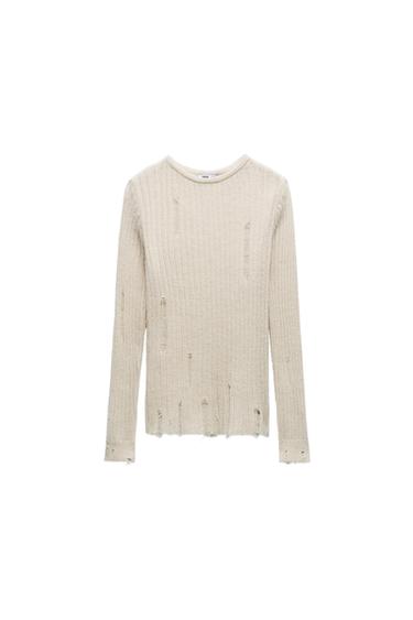 KNIT SWEATER WITH RIPS