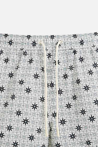 GEOMETRIC PRINT MID-LENGTH SWIMMING TRUNKS - Ecru by Zara - Image 2