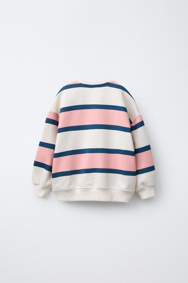 STRIPED SWEATSHIRT - Pink / White by Zara - Image 1