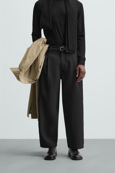 Zara PLEATED BALLOON FIT PANTS - Black