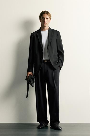 NON-IRON REGULAR FIT TECHNICAL BLAZER - Black by Zara