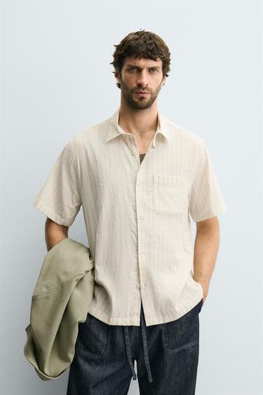 CAMISA RAYAS - Beige claro de Zara