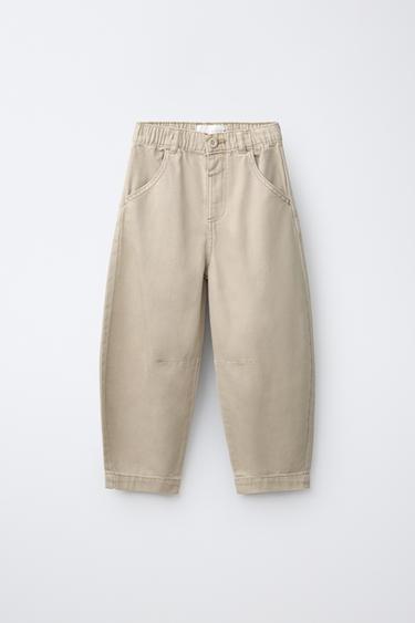 PANTALON BALLON EN SERGÉ FLUIDE - Sable de Zara - Image 0